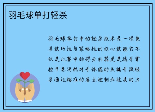 羽毛球单打轻杀